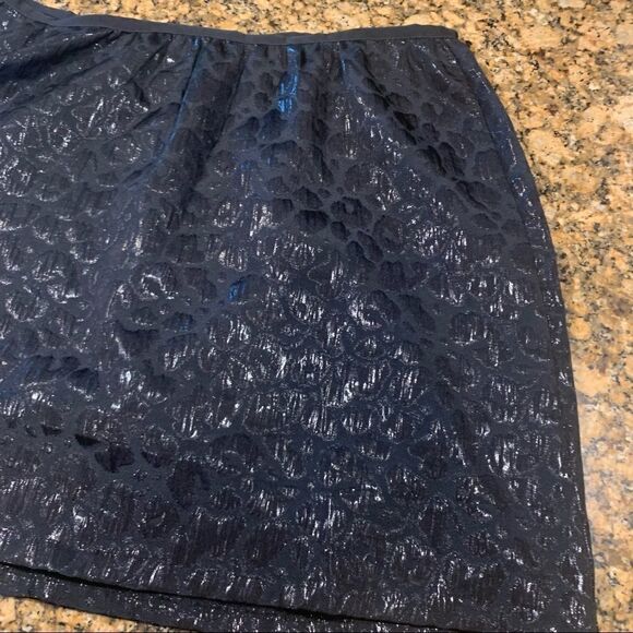 Black Leopard Print Shiny Skirt Size 14 Metallic Tonal Black On Black - Picture 8 of 11